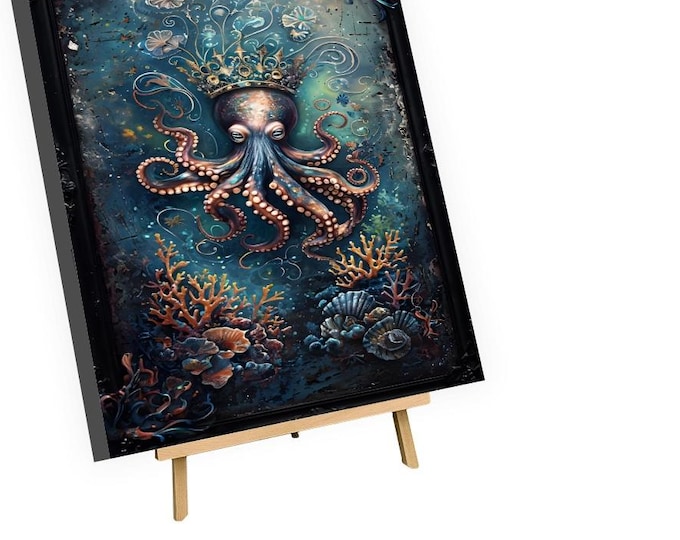 Steampunk Octopus Paint by Numbers Kit: Framed DIY Art with Stand