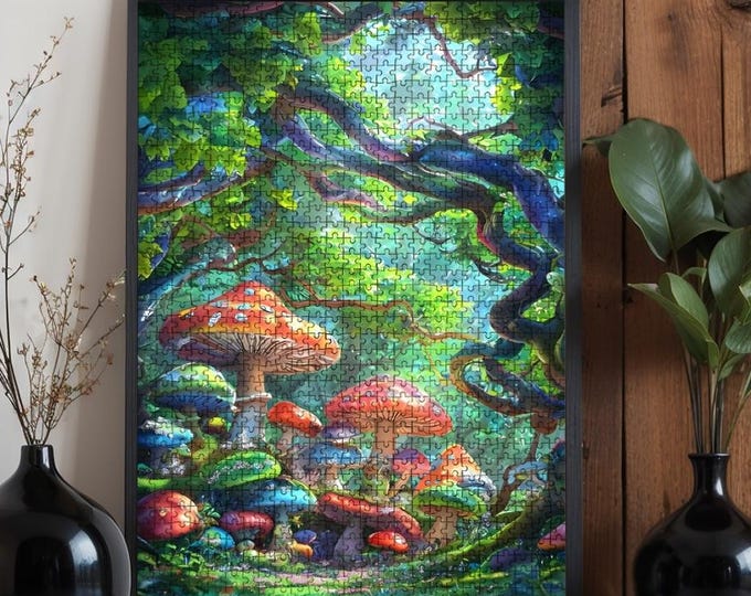 Magical Mushroom Forest Jigsaw Puzzle: Oak Wood, 500/1000 Piece