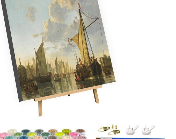 Nautical Paint by Numbers Kit: Aelbert Cuyp's Maas at Dordrecht, DIY Sailing Art (16x20)