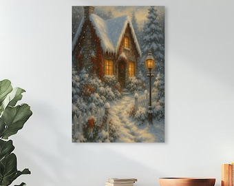 Winter Cottage Diamond Painting Kit – Christmas Cabin DIY Craft