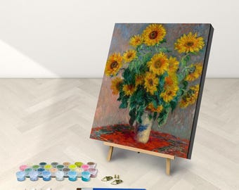 Claude Monet Sunflowers Paint by Numbers Kit: 16x20 Canvas with Stand