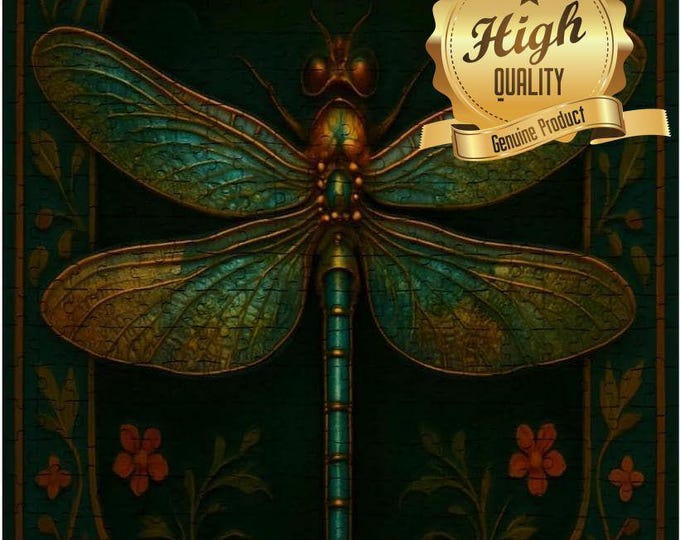 Steampunk Dragonfly Wooden Jigsaw Puzzle: Oak Floral Design, 500/1000 Pieces