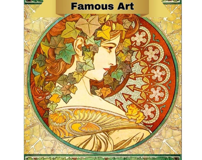 Paint by Number, Mucha,Framed Paint by Numbers Kit for Adults with Stand, Painting, Ivy Composition -by Alphonse Mucha, Includes Everything!