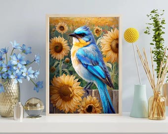 Vibrant Bird & Sunflower Art Print - Nature Inspired Decor, Gift for Nature Lovers, Perfect for Home Office, Floral Art, [...]