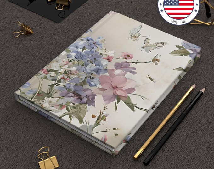 Floral Butterfly Hardcover Journal: Elegant Writing & Sketch Notebook