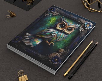 Steampunk Owl Journal, Matte Hardcover Writing Notebook