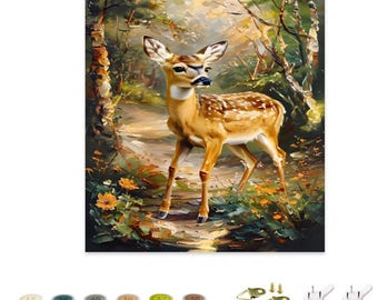 Framed Deer Paint by Numbers Kit for Adults (16"x20") Frameless without Stand