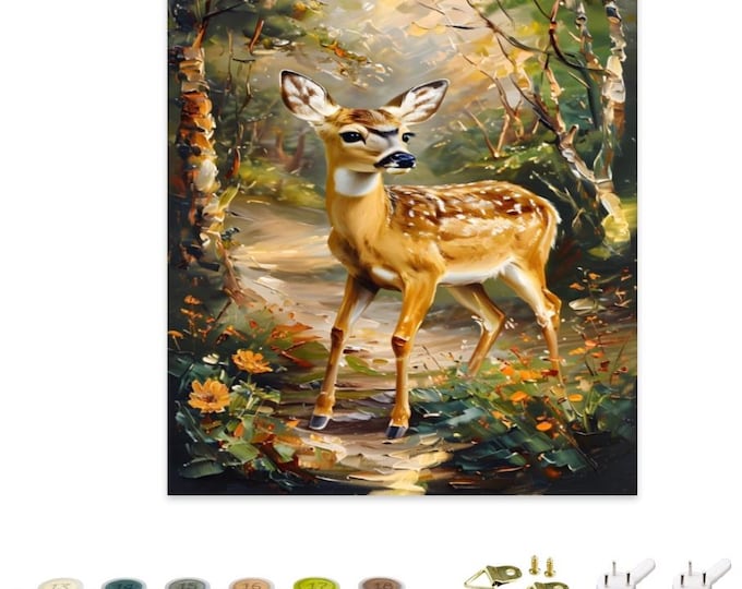 Framed Deer Paint by Numbers Kit for Adults (16"x20") Frameless without Stand