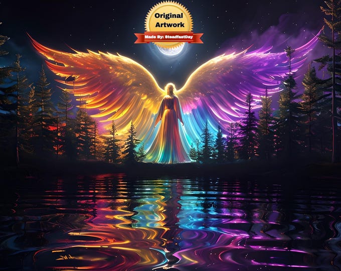 Colorful Angel Art, Framed Paint by Numbers Kit for Adults with Stand, Angel in forest vibrant, PBN, Full Craft Art Kit, All Supplies Shown