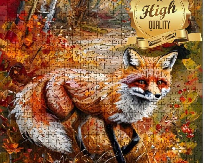 Custom Fox in Fall Forest Wooden Jigsaw Puzzle - High Quality, Precision Cut, Nature Lover Gift, 500 or 1000 Piece, Family Entertainment