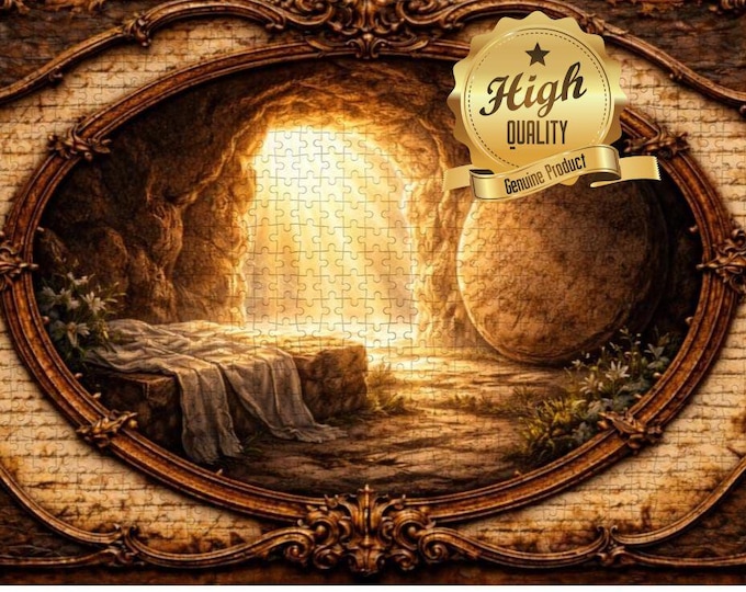 Empty Tomb Resurrection Wooden Jigsaw Puzzle: Christian Easter Faith Artwork