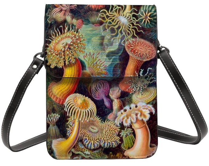 Sea Creatures Cell Phone Purse: Ernest Haeckel Vintage Art, Adjustable Crossbody