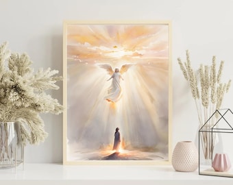Guardian Angel Art Print, Inspirational Spiritual Decor