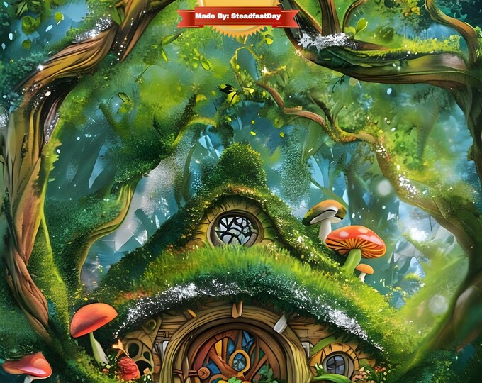 Paint by Numbers, Hobbit House, Paint by Number Kit for Adults, Painting of a House in the Woods, Colorful Painting, Includes Everything!