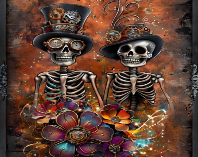 Steampunk Skeleton Couple Paint by Numbers Kit: Adult Craft