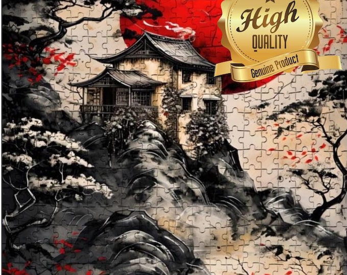 House on Cliff Wooden Jigsaw Puzzle: Precision Cut Oak or Basswood