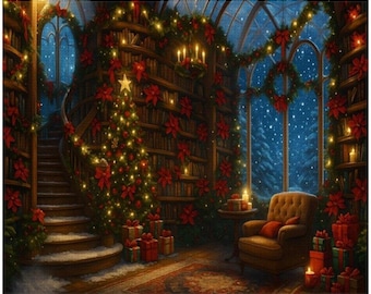 Christmas Dream Library, Diamond Art, Magical Greenhouse, Starry Night, Reading Garden Lounge Room