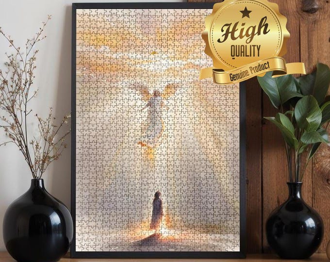 Guardian Angel Visit, Wooden Jigsaw Puzzle - Precision Cut High Quality, Christian Lover Inspired Puzzle, 500 or 1000 pieces, Family Time