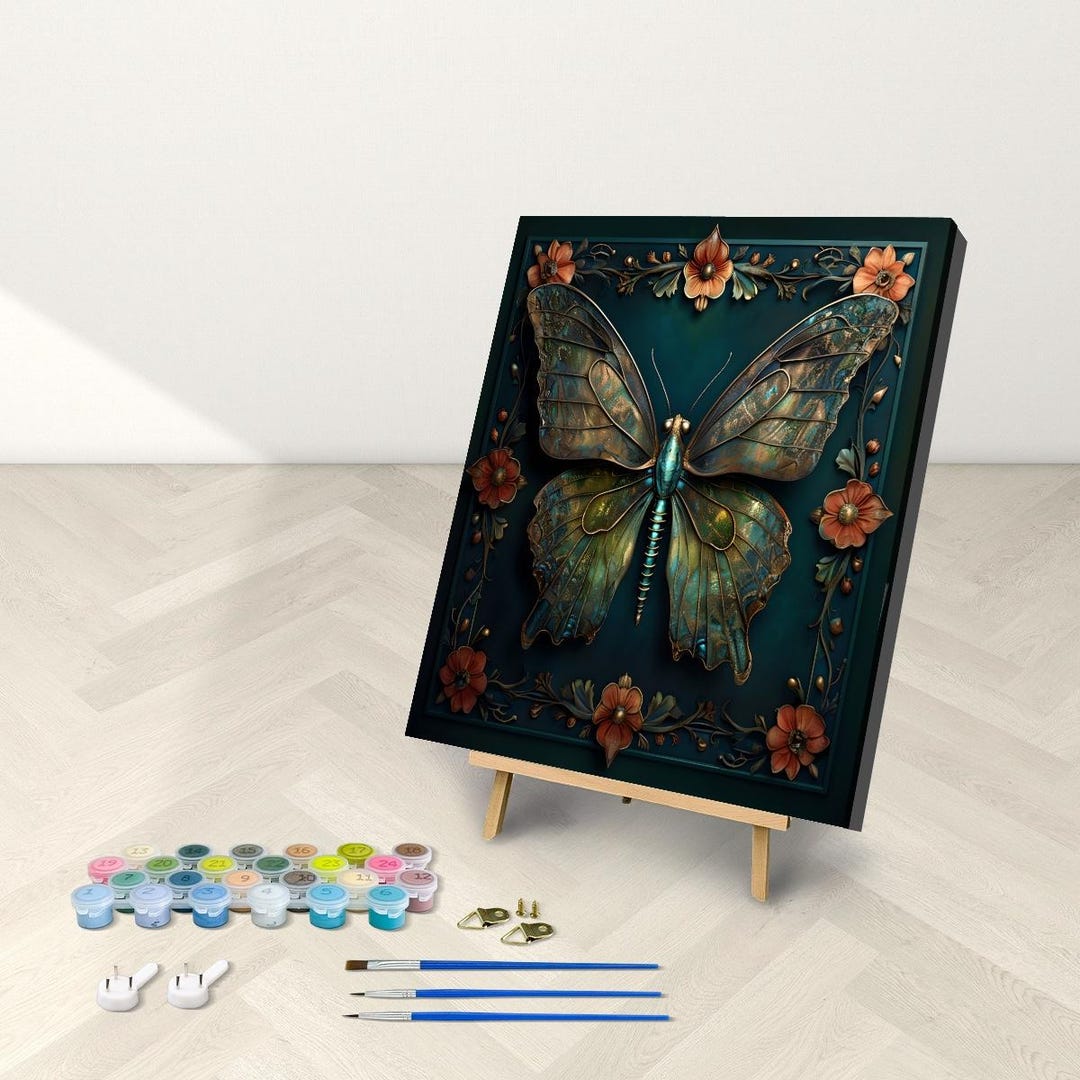 Butterfly Moth Paint by Numbers Kit: Floral Art, Framed or Frameless ...