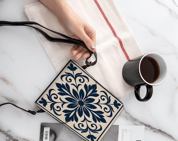 Elegant Design, Leather Cell Phone Purse With Adjustable Removable Crossbody or Shoulder Strap, 3 Pockets, Card Holder