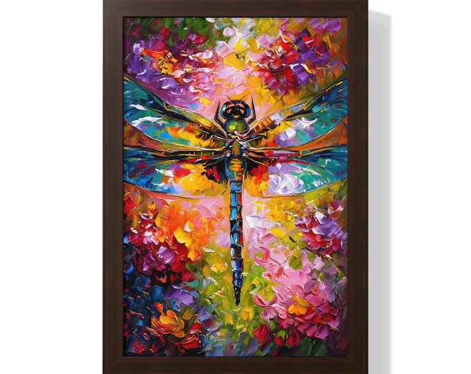 Dragonfly Abstract Oil Painting Vibrant Art Print, Home Decor, Unique Gift Idea, Nature Wall Art - Archival Quality, Easy to Hang, Multiple