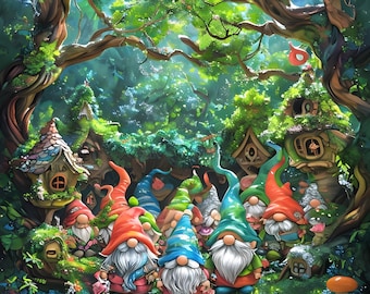 Gnomes in the Woods Paint by Number Kit: Fantasy Forest (16x20 Framed)