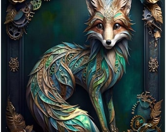 Steampunk Fox DIY Diamond Painting Art Kit: 2 Design Options