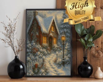 Winter Cabin Wooden Puzzle – 500 or 1000 Pieces | Snow Scene Jigsaw | Holiday Wood Puzzle