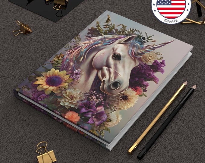 Floral Unicorn Hardcover Journal: Art Diary for Kids & Teens