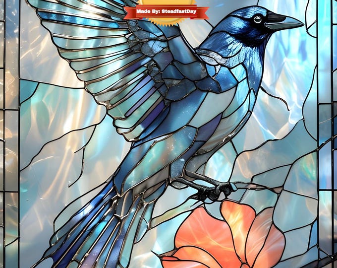 Paint by Numbers, Raven, Paint by Number Kit for Adults, Painting of a Raven with Stained Glass, Painting Kit, Gift, Includes Everything!