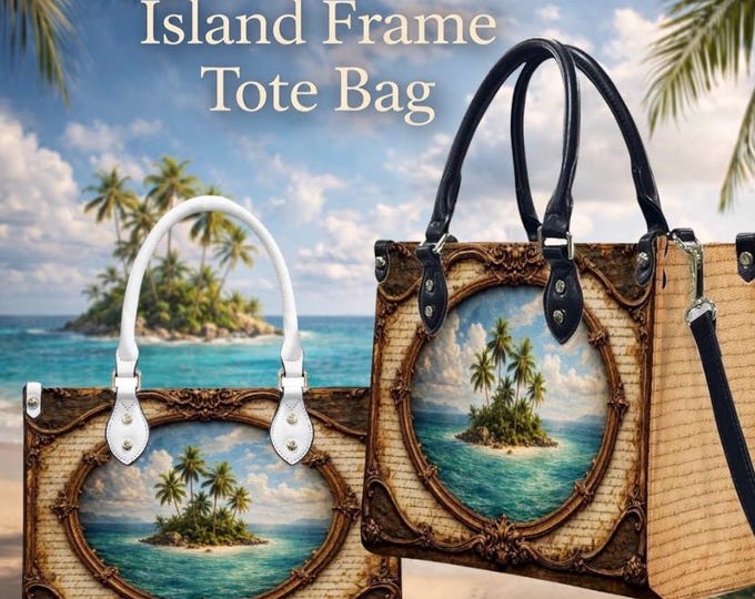 Tropical Beach Tote Bag, Island Ocean Handbag, Coastal Vacation Purse, Palm Tree Crossbody Bag, Vacation Dreams