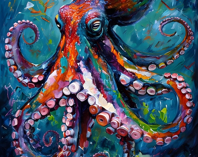 Diamond Painting, Octopus, DIY, Diamond Painting with Frame, Framed Canvas, Large 20"x28" or 16”x20”, Diamond Art