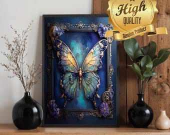 Mystical Blue Butterfly Wooden Jigsaw Puzzle | Fantasy Art