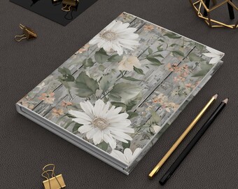 Vintage Daisy Hardcover Journal: Antique Wood Fence Design