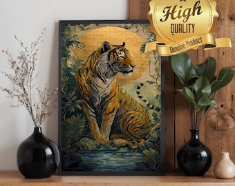 Majestic Tiger Wooden Puzzle 300 500 1000 Pieces | Wildlife Art Jigsaw Puzzle | Tiger Moon Fantasy Puzzle Gift for Adults