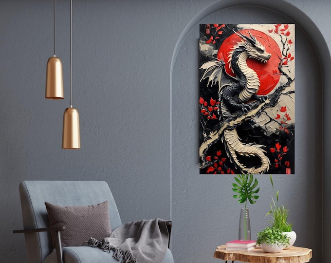 Elegant Dragon Fine Art Poster, Wall Art, Japanese Decor, Home Decoration, Unique Gift, Asian Theme