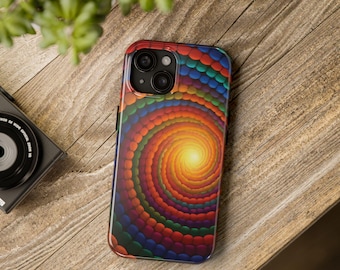 Tough Phone Cases - Hypnotic Spiral Pattern With Colorful Concentric Circles, Protective Phone Covers, Vibrant Cellphone Protectors, Unique