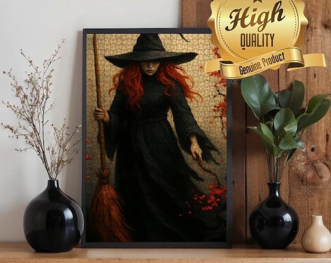 Witch Puzzle for Adults 500 or 1000 Pieces | Wooden Dark Cottagecore | Mystical