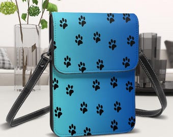 Paw Print Cell Phone Purse: Adjustable Crossbody or Shoulder Bag