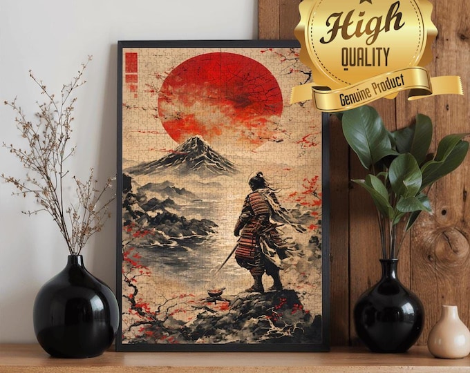 Samurai Warrior Wooden Jigsaw Puzzle: Mountain Sky View
