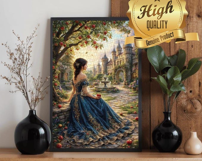 Enchanted Castle Garden Wooden Puzzle 300 500 1000 Pieces | Fantasy Woman Art Jigsaw Puzzle | Princess Scenic Puzzle Gift