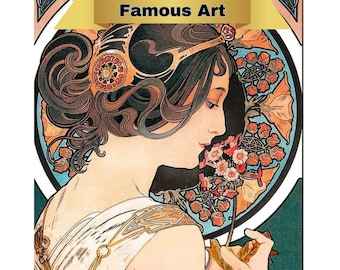 Paint by Number, Mucha, Framed Paint by Numbers Kit for Adults with Stand, Painting, Primrose - by Alphonse Mucha, Includes Everything!