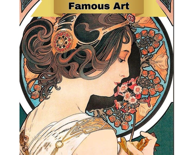 Paint by Number, Mucha, Framed Paint by Numbers Kit for Adults with Stand, Painting, Primrose - by Alphonse Mucha, Includes Everything!