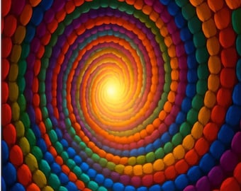 Hypnotic Spiral Paint by Numbers Kit: Framed or Frameless, 48 Colors