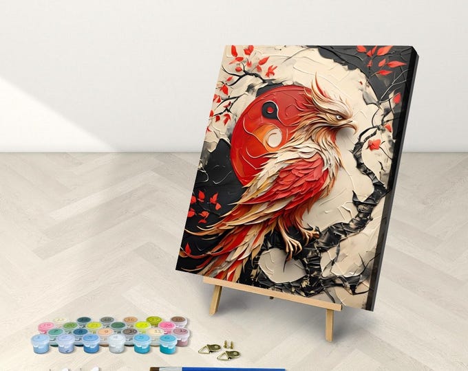 Phoenix Paint by Number Kit: Framed Canvas Art for Adults