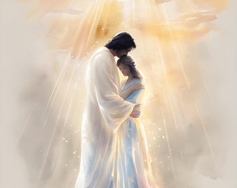 Framed Paint by Numbers Kit for Adults: Heavenly Hug Canvas Print