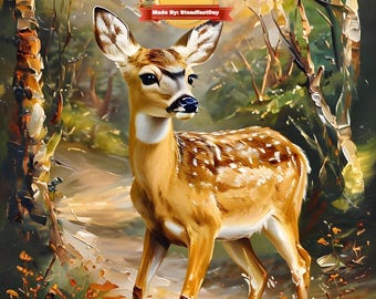 Transform your space with this beautiful Framed Paint by Numbers Kit for Adults featuring a cute deer in the woods design
