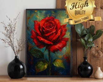 Red Rose Wooden Jigsaw Puzzle – Floral Oak Art, 500/1000 Piece