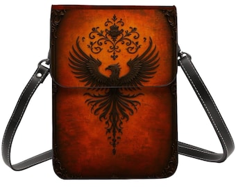 Phoenix Purse – Red, Sunset, Purple & Green | Crossbody Phone Bag | Small Sling Wallet | Art Purse