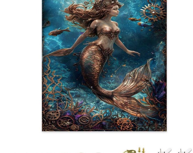 Mermaid Steampunk Framed Paint by Numbers, Adult Craft Kit, Picture with Stand, DIY Home Decor, Creative Gift, Color by Number, Original Art